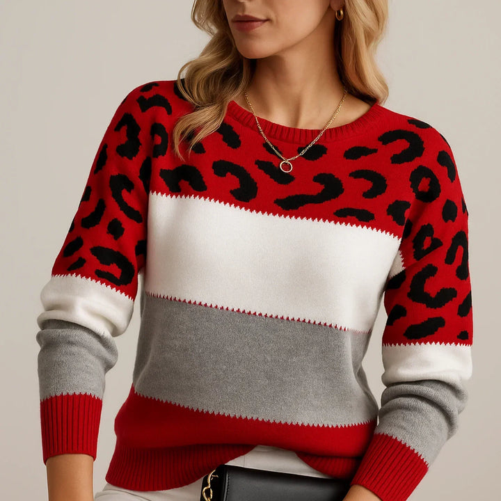 Cheyenne – Colour-Block Leopard Print Top
