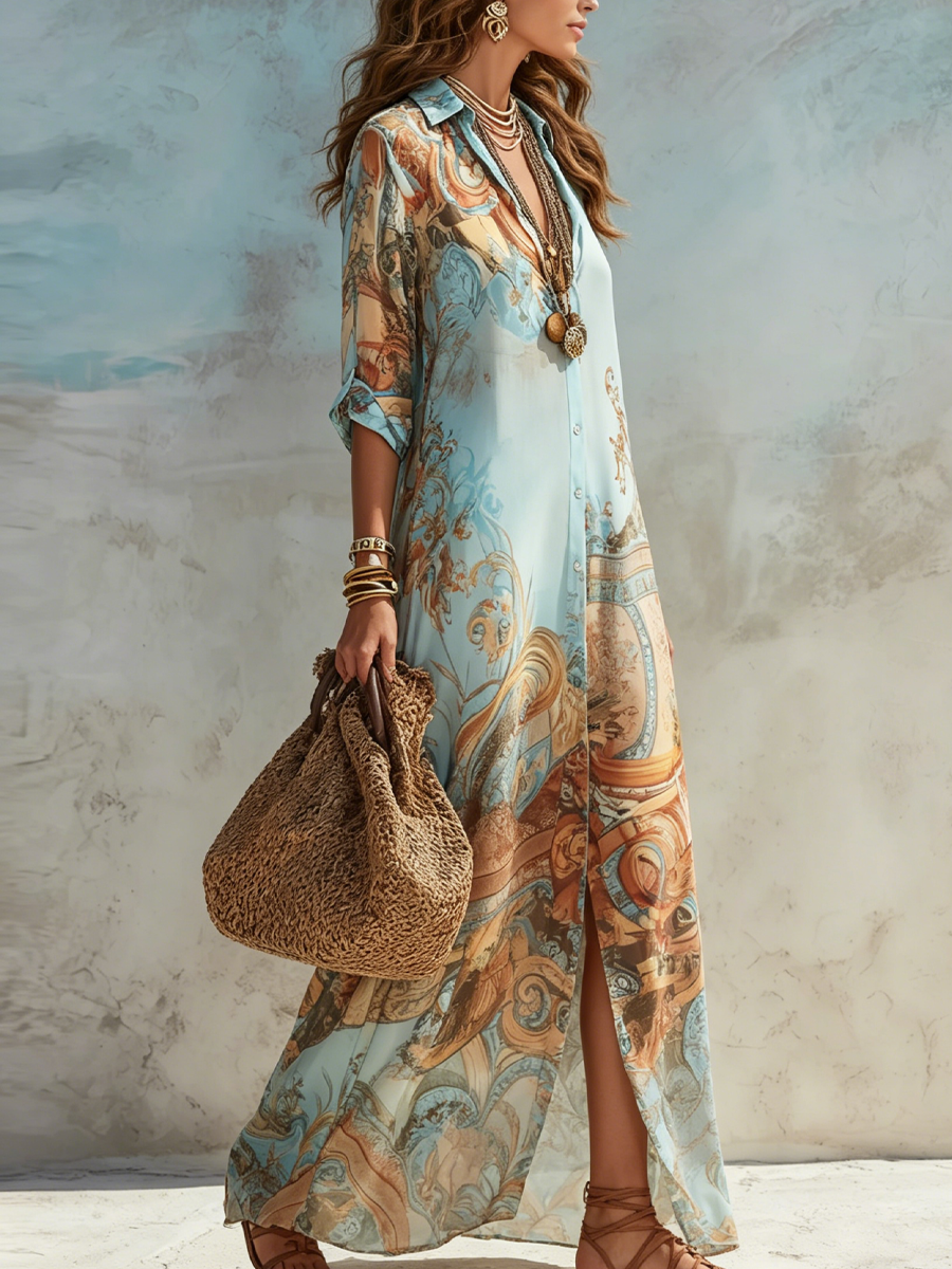 Nora - Printed Chiffon Midi Dress