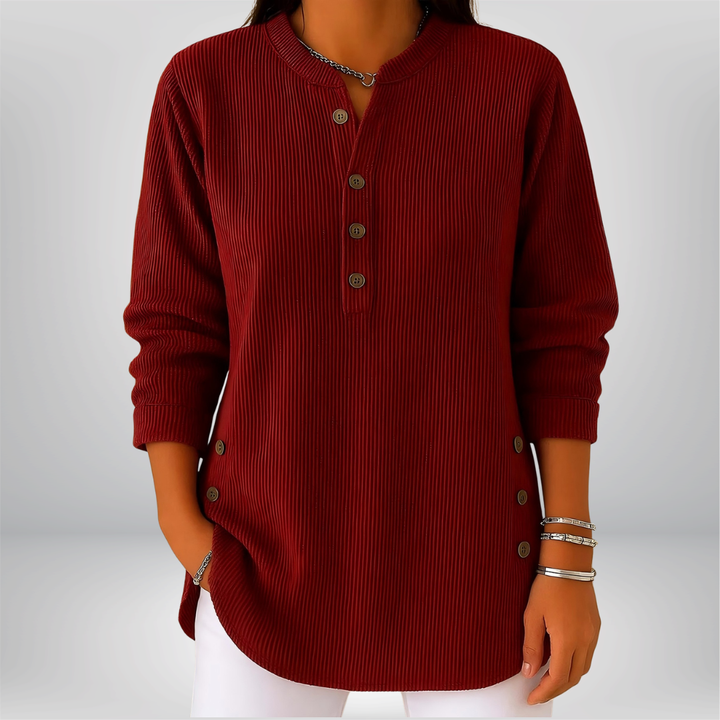 Nora Ribbed Henley Top