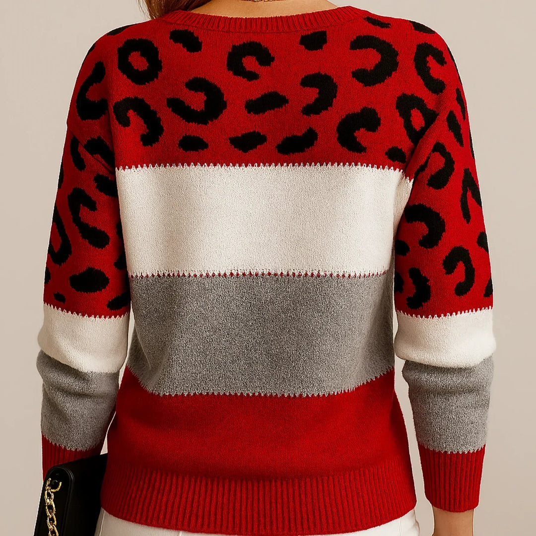 Cheyenne – Colour-Block Leopard Print Top