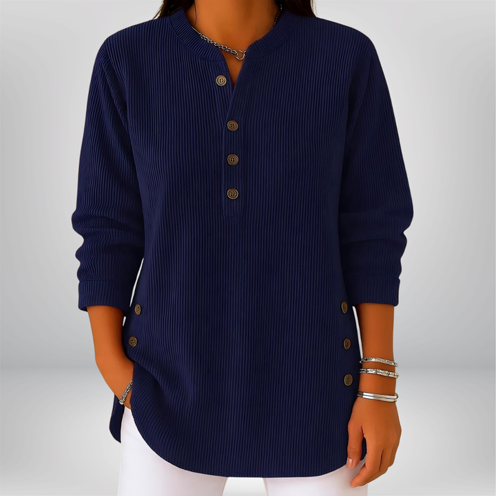 Nora Ribbed Henley Top
