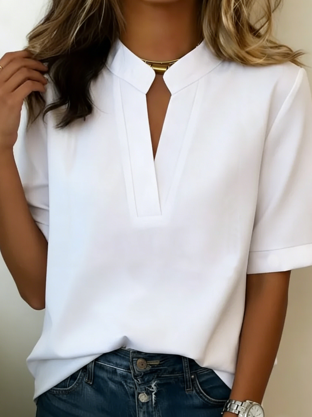 Elise - V-Neck Spliced Blouse