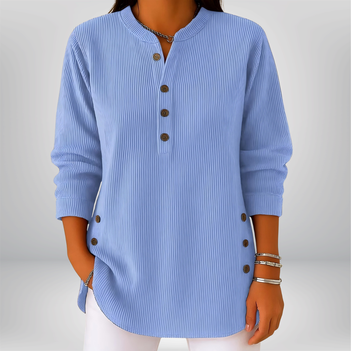 Nora Ribbed Henley Top