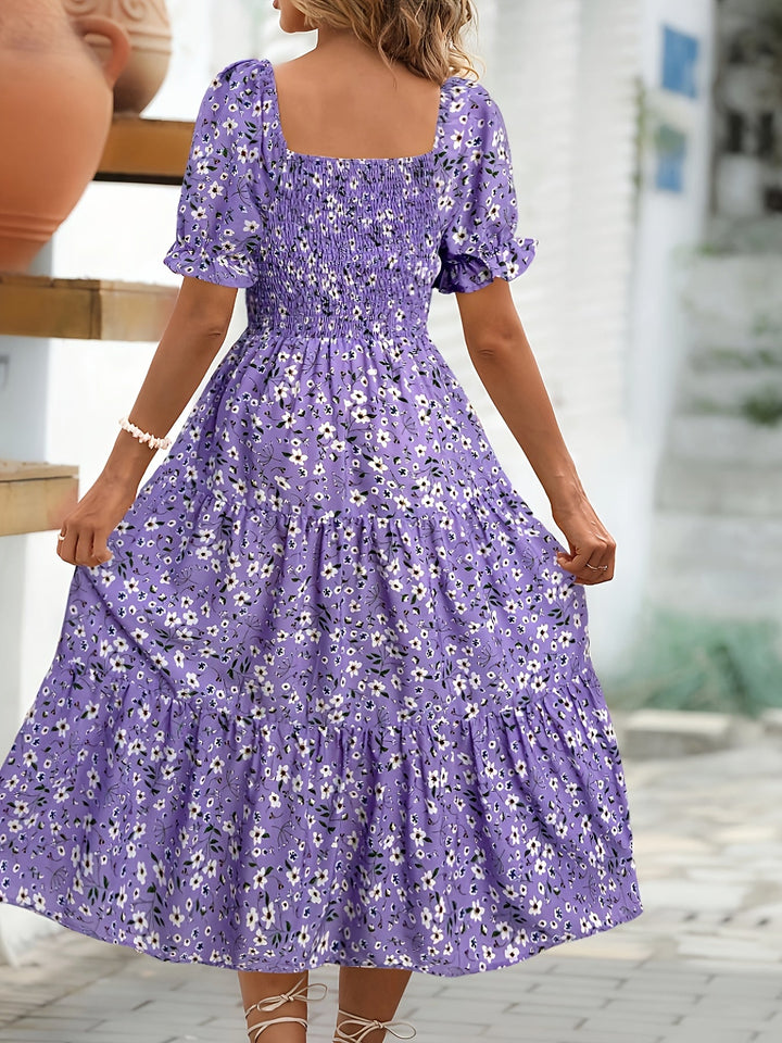 Niamh - Floral Square  A-Line Gown