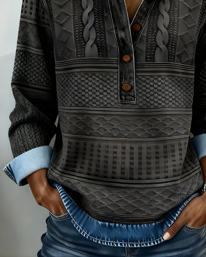Half-Button Collared Sweatshirt