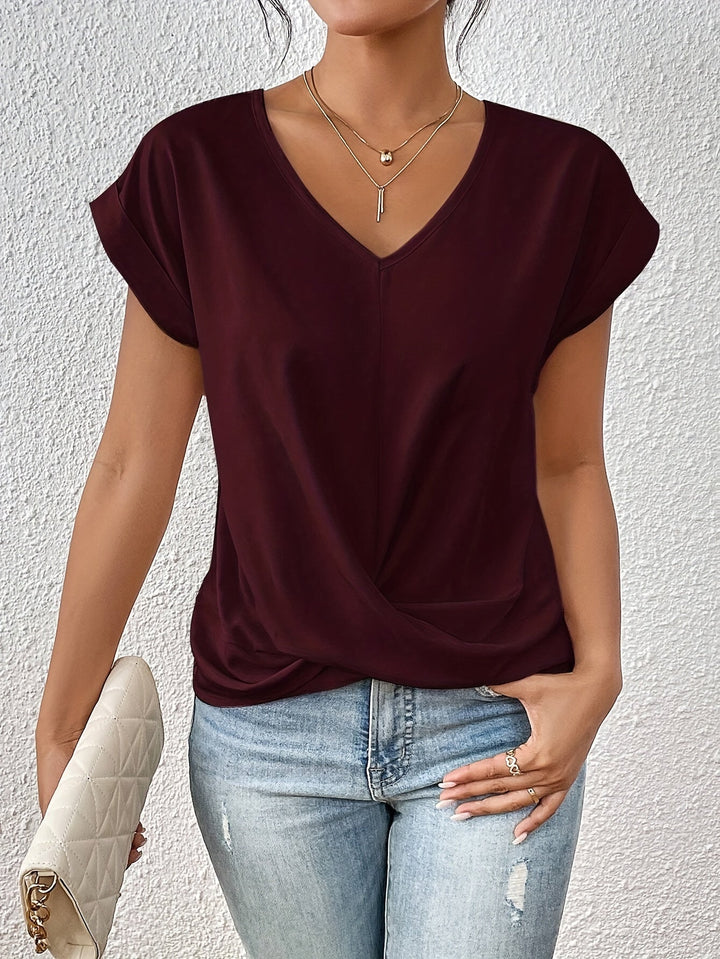 Yasmine - Ruched V-Neck Top