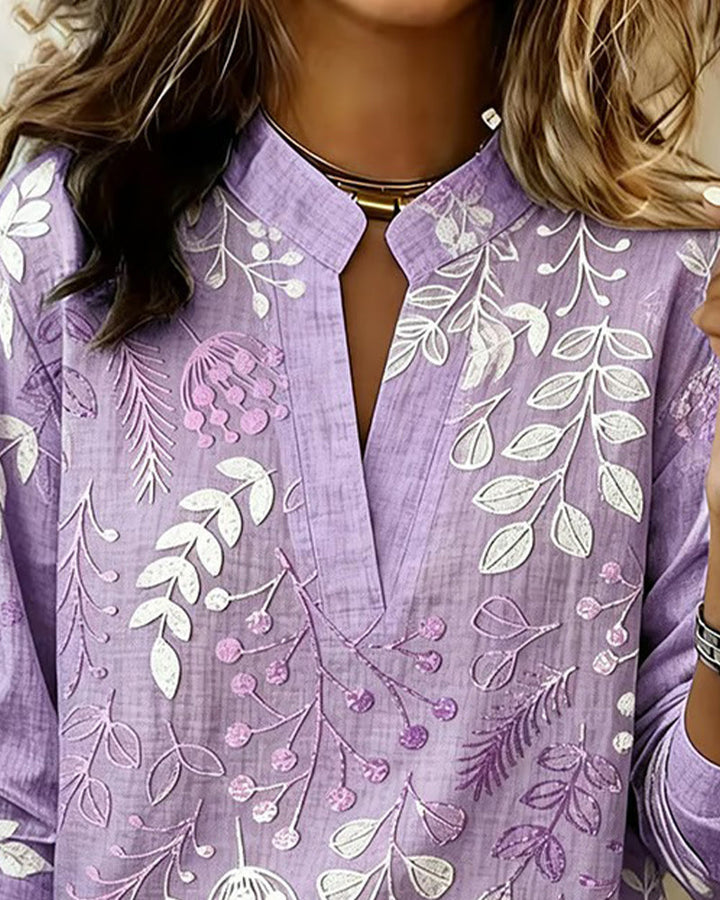 Floral V-Neck Soft-Touch Blouse