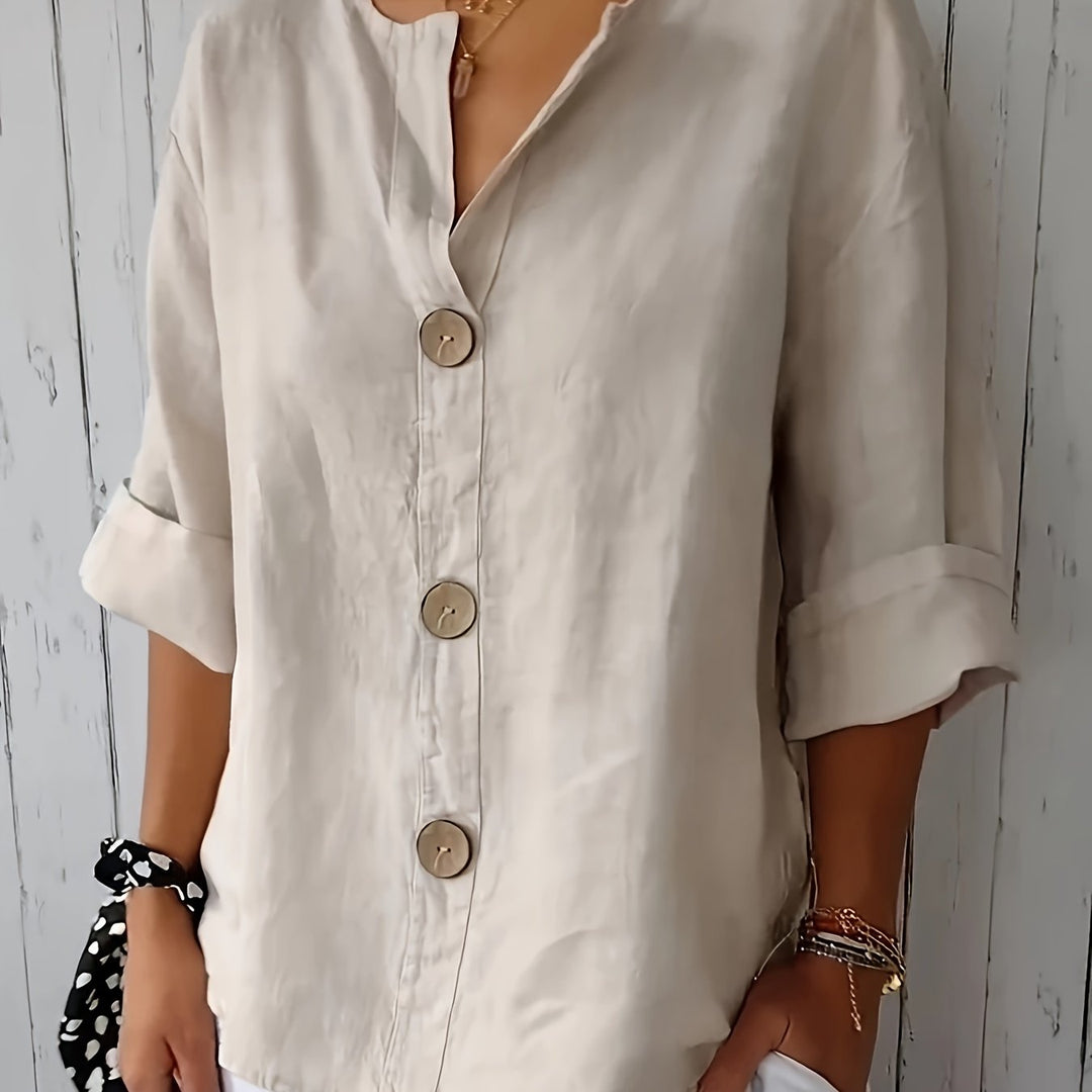 Sinéad - V-Neck Button Pullover Top
