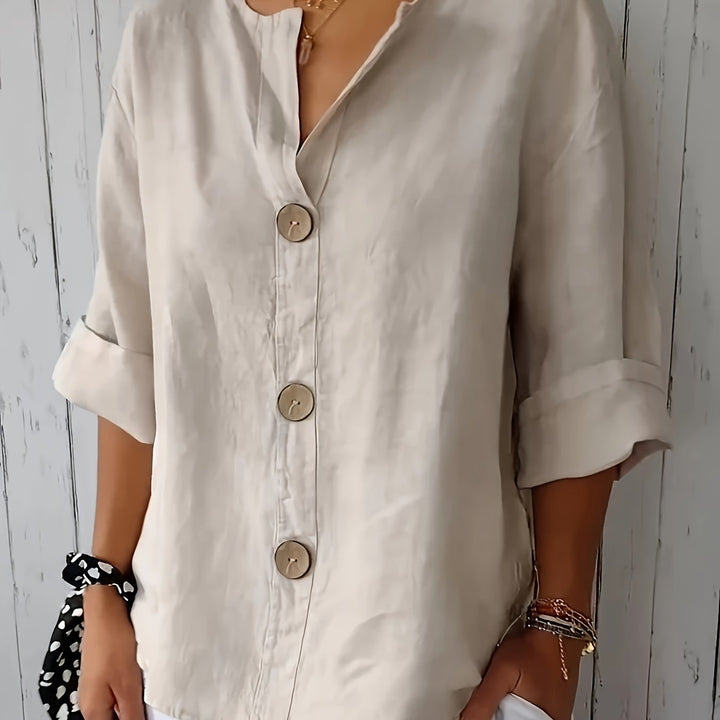 Sinéad - V-Neck Button Pullover Top
