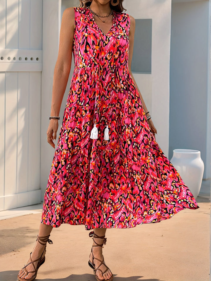 Sorcha - Boho Tassel V-Neck Midi Dress