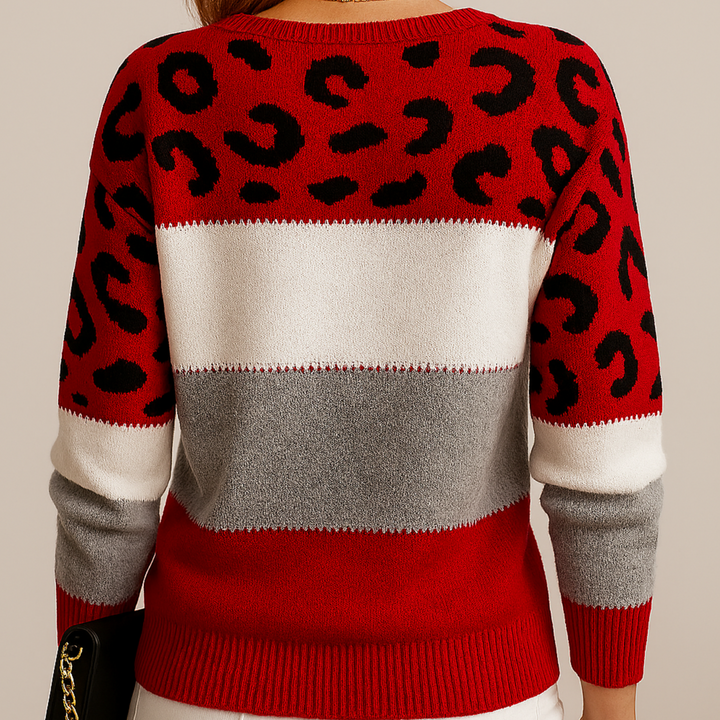 Cheyenne – Colour-Block Leopard Print Top