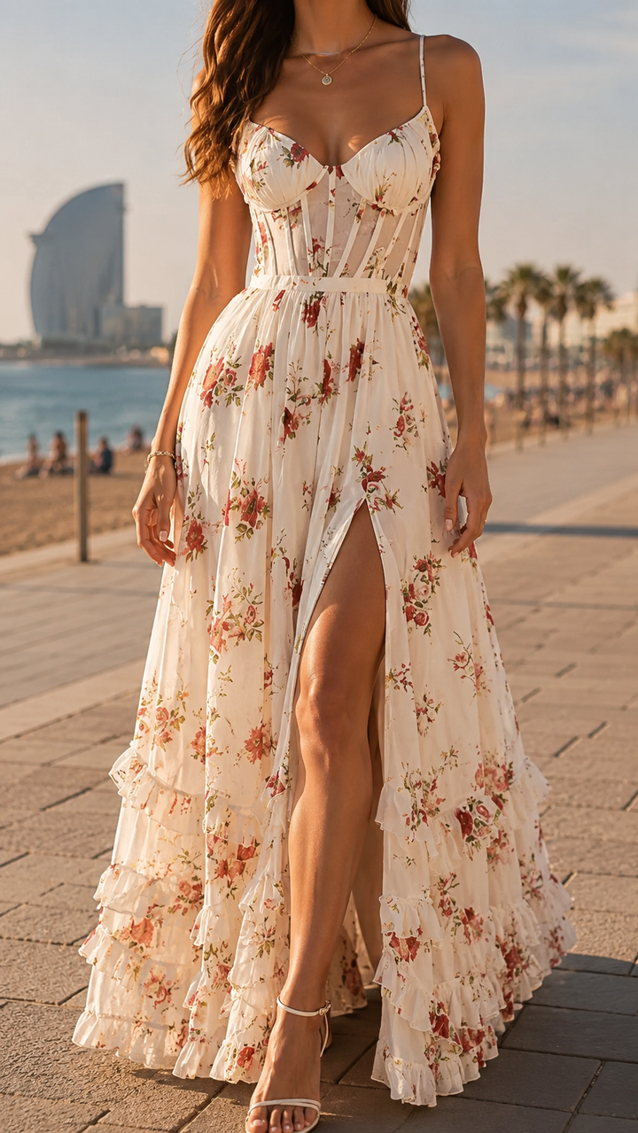 Sophia - Floral Pleated Maxi Dress