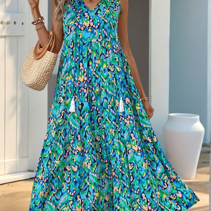 Sorcha - Boho Tassel V-Neck Midi Dress