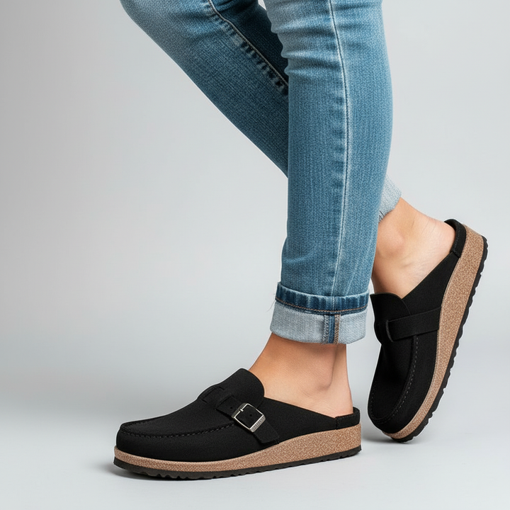 Solène Suede Buckle Clog