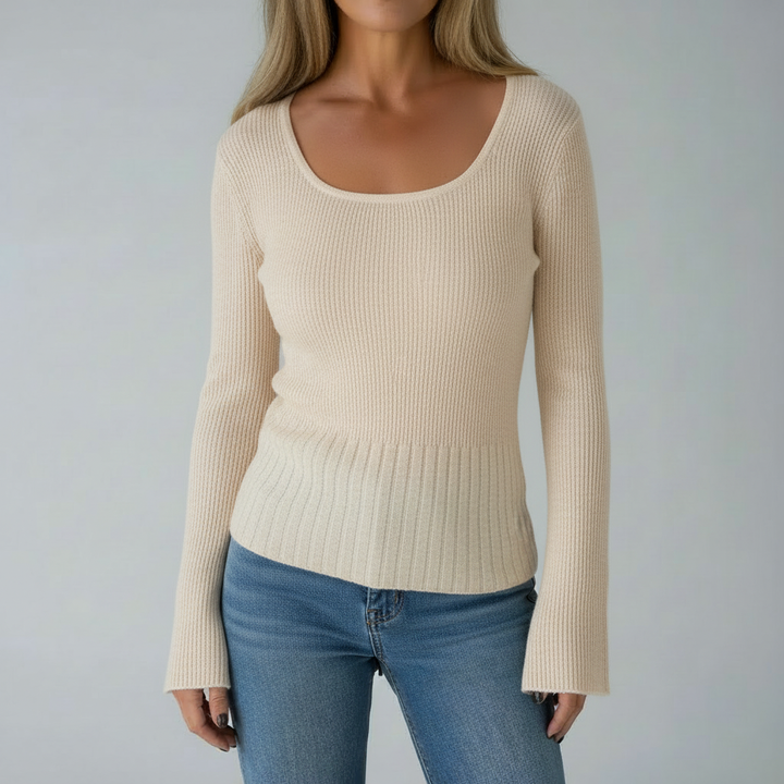 Ribbed Knit Square Neck Top