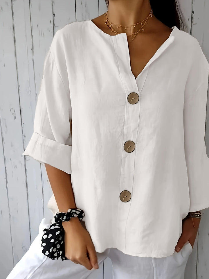 Sinéad - V-Neck Button Pullover Top