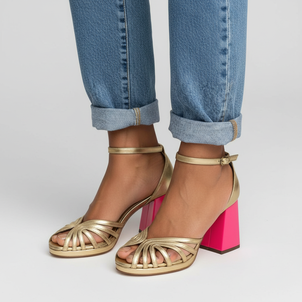 Margot - Block Heel Fur-Lined Sandals