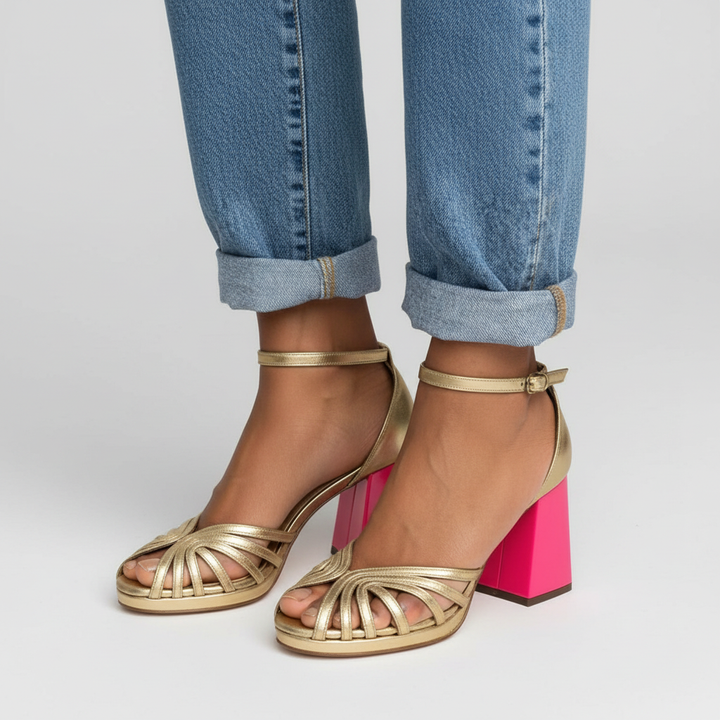 Margot - Block Heel Fur-Lined Sandals