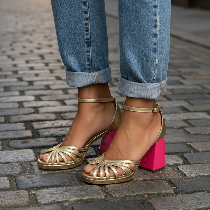 Margot - Block Heel Fur-Lined Sandals