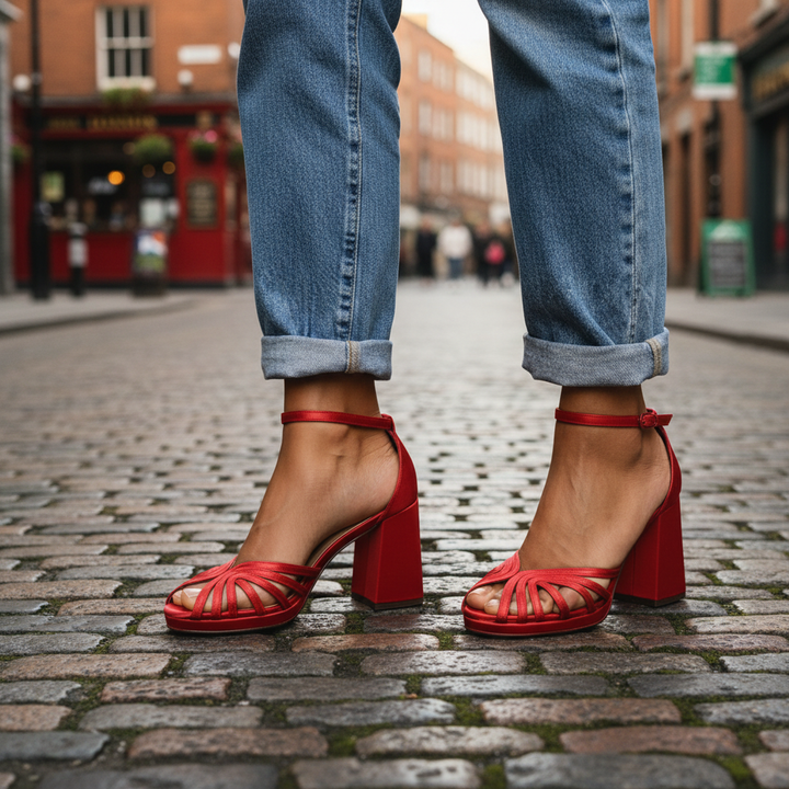 Margot - Block Heel Fur-Lined Sandals