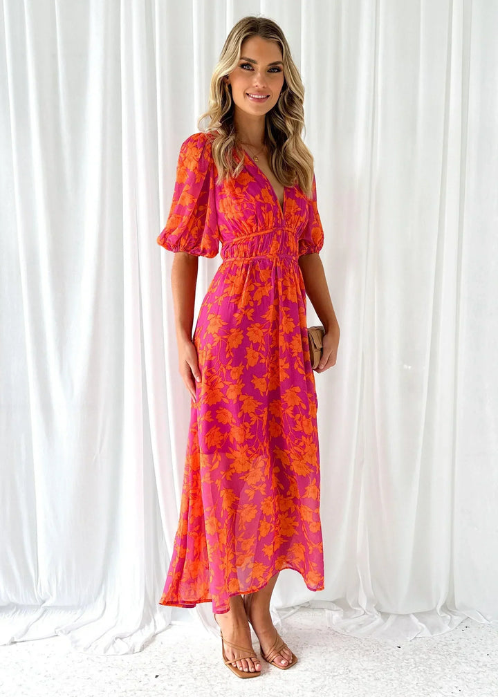 Brigid - Floral Puff Sleeve Maxi Dress