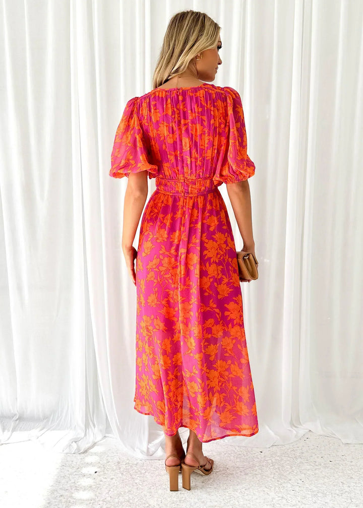 Brigid - Floral Puff Sleeve Maxi Dress