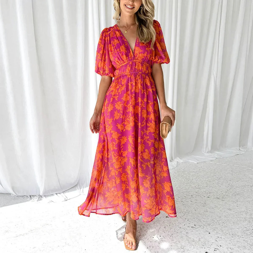 Brigid - Floral Puff Sleeve Maxi Dress