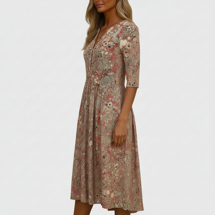 Paisley & Pocket Midi Dress